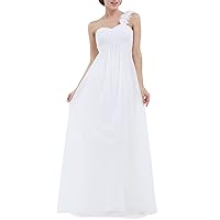 iiniim Women's Chiffon One-Shoulder Evening Prom Gown Wedding Bridesmaid Long Dress