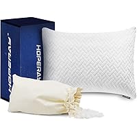 Hoperay Bed Neck Pillows for Sleeping - Bedding Shredded Memory Foam Firm Pillow - Support Side Sleeper Pillow - Adjustable Loft Washable Removable with Pillowcase