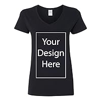 V-Neck Ladies Add Your Own Text Design Custom Personalized T-Shirt Tee