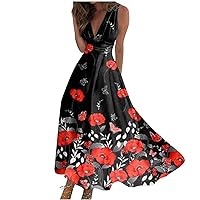 Maxi Dresses for Women Ultra Sailor Collar Neck Retro Bubble Sleeve Belted Ruffle Flowy Pleated Tiered Sundress