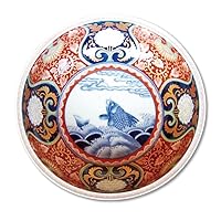 有田焼やきもの市場 Japanese Bowl Large made in Japan 9.8 inches Ceramic Porcelain Arita Imari ware Somenishiki araiso-mon Red