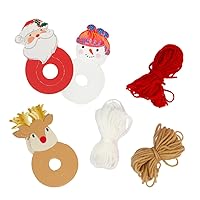 Talking Tables Make Your Own Christmas Decorations, DIY Craft Kits for Kids | Yarn Pom Pom Reindeer, Snowman & Santa Baubles for Xmas Tree