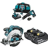 Makita XT328M 4.0 Ah 18V LXT Lithium-Ion Brushless Cordless Combo Kit, 3 Piece with XSS02Z 18V LXT Lithium-Ion Cordless Circular Saws, 6-1/2-Inch and BL1830B-2 18V LXT Lithium-Ion 3.0Ah Battery