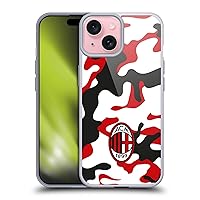 Officially Licensed AC Milan Camouflage Crest Patterns Soft Gel Case Compatible with Apple iPhone 15 and Compatible with MagSafe Accessories
