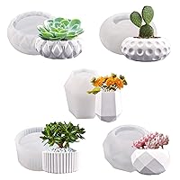 5Pcs DIY Planter Pot Mold, Flower Pot Silicone Mold Hexagon Cube and Cylinder Resin Mold Vase Casting Moulds Pen Holder Mold for DIY Craft Decoration