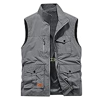 Men's Casual Lightweight Quick-Dry Outdoor Work Hunting Hiking Fishing Travel Photo Cargo Vest Jacket Multi Pockets