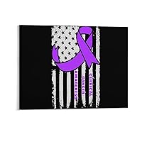 Cervical Cancer Awareness American Flag Canvas Wall Art Painting Print Picture Hanging Posters Artwork for Living Room Bedroom Office Decor
