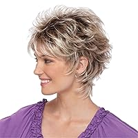 Short Fluffy Wigs Heat Resistant Synthetic Fiber Hair Extension Replacement Wig Pixie Cut Human Hair Mixed Hair Wig
