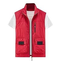 Men's Outdoor Fishing Vest Casual Work Sports Vests Hunting Hiking Travel Photo Cargo Vest Jacket with Multi Pockets