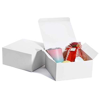 MESHA 8x8x4 Inches White Gift Boxes with Lids, Recyclable Paper Bridesmaid Proposal Box 10 Pack, Bulk Gift Box for Presents, Mother's Day, Birthday Party, Graduation, Holidays