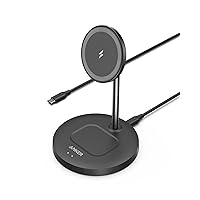 Anker Wireless Charging Stand, PowerWave 2-in-1 Magnetic Stand Lite with USB-C Cable, Compatible with iPhone 15/15 Pro/15 Plus/15 Pro Max/14/13 and AirPods 2/Pro - No AC Adapter Included