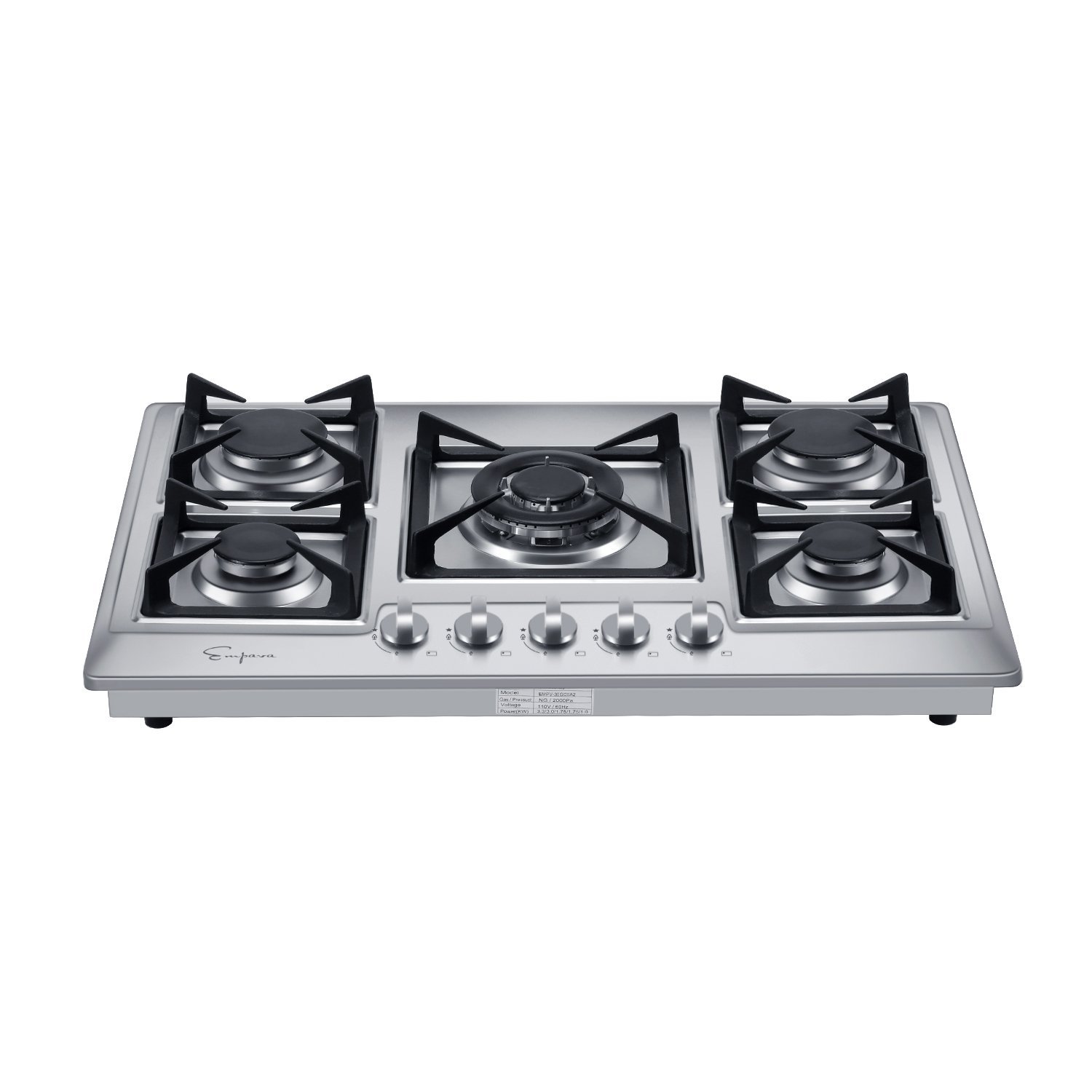 Empava 24 in. Gas Stove Cooktop with 4 Sealed Burners-Heavy Duty Continuous Grates-NG/LPG Convertible-Black Tempered Glass Surface, 24 Inch