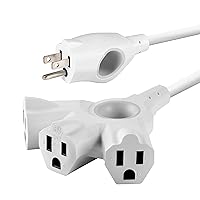 Philips EZGrip Outdoor Extension Cord with Multiple Outlets, Grounded 3 Prong Extension Cord, Short Extension Cord with Multiple Outlets, Heavy Duty Extension Cord, 8 Ft, 16 AWG, White, SPC3183EZ/37