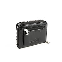 Women's Wallet Leather RFID Original Zip Accordion, 10 Card Slots, Vegetable Tanned Leather Black