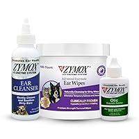 PET KING BRANDS ZYMOX Enzymatic Ear Wipes, Ear Cleanser, & Otic Ear Solution for Dogs and Cats - Product Bundle - for Dirty, Waxy, Smelly Ears and to Soothe Ear Infections, 100 ct, 4 oz and 1.25 oz