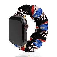 Baseball Puerto Rican Pride Printed Stretch Watch Band Replacement Compatible with IWatch Elastic Strap Series 38-40mm Or 42-44mm