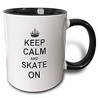 3dRose Keep Calm Funny Skateboarding ice Skater or Roller Skating Gifts Mug, 11 oz, Black,mug_157771_4