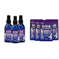 Dr Teal's Sleep Spray with Melatonin & Essential Oil Blend, 6 fl oz (Pack of 3) & Sleep Soak with Pure Epsom Salt, Melatonin & Essential Oil Blend, 3 lb (Pack of 4)