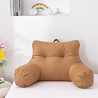 Meeting Story Lmitation Leather Reading Pillows with Arms Soft Bed Rest Pillow for Adults, Teens, Kids (Standard, Khaki)