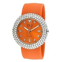 Women's Crystal Slap Watch with Crystal Bezel & Colorful Silicone Rubber Wrist Strap