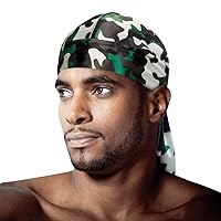 Silky Durag Royal Silky Collection Ultra Stretch Green and White Camo