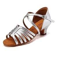 Latin Dance Shoes for Girls Salsa Low Heel Ballroom Tango Professional Performance Practice Dancing Shoes,Model EML1046