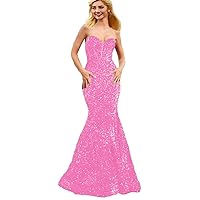 Women's Sweetheart Prom Evening Gown Mermaid Glitter Sequin Long Homecoming Party Dresses
