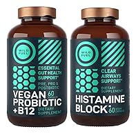 WILD FUEL Histamine Block Supplements and Vegan Probiotic Plus B12 Allergy Support and Digestive Health Bundle