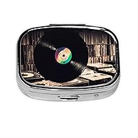 Vinyl Records Pill Box 3 Compartment Metal Pill Case for Purse & Pocket Portable Medicine Organizer Mini Travel Pillbox Weekly Pill Container