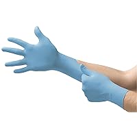 10-733 Daily Defense Disposable Nitrile Gloves w/Textured Fingertips for Cleaning, Food Prep - Blue