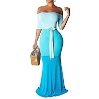 Womens Mermaid Long Maxi Dress - Sexy Sleeveless Sundress Halter Bodycon Cut Out Summer Dress
