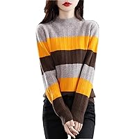 Women Striped Sweater O-Neck Cashmere Pullovers Female 100% Wool Bottoming Shirt Long Sleeve Knit Tops