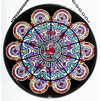 Decorative Hand Printed Stained Glass Window Sun Catcher/Roundel in a Sacre Couer 'Coeur' Design