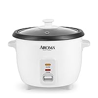 Aroma 6-cup (cooked) 1.5 Qt. One Touch Rice Cooker, White (ARC-363NG), 6 cup cooked/ 3 cup uncook/ 1.5 Qt.
