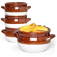 French Onion Soup Bowls with Handles, 16 Oz Ceramic Soup Serving Bowl Crocks - Oven Safe Bowls for Chili, Beef Stew, Cereal, Pot Pies, Set of 4