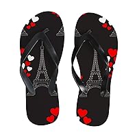 Vantaso Slim Flip Flops for Women Eiffel Tower Hearts Yoga Mat Thong Sandals Casual Slippers