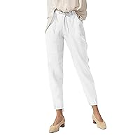 Hat and Beyond Womens Girls Casual Junior Fit Beach Trousers Linen Style Pants with Waist Band