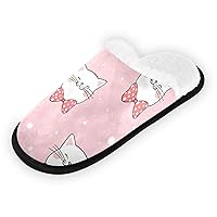 Cute Cat Fuzzy House Slippers for Women Men House Shoes Comfort Memory Foam Slippers with Soft Coral Fleece Lining for Hotel Indoor Outdoor