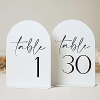 White Arch Acrylic Table Numbers with Stands 1-30, 5x7