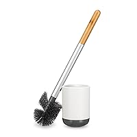 Full Circle Scrub Queen, Bathroom Toilet Brush with Ceramic Holder and Dry Earth Disk for Mold & Mildew Prevention, More Hygenic Toilet Cleaning Scrubber, Replaceable Head, White
