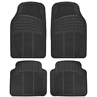 BDK Heavy Duty 4pc Front & Rear Rubber Floor Mats for Car SUV Van & Truck - All Weather Protection Universal Fit