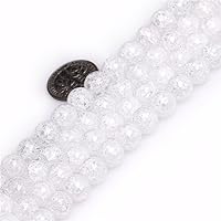 8mm Round Crackle Rock Crystal Beads Strand 15 Inch Jewelry Making Beads