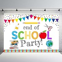 MEHOFOND End of School Party Photo Studio Booth Backdrops Props Colorful Pens Books Confetti Classroom Teacher Graduation Bash Decoration Backgrounds Banner for Photography 8x6ft