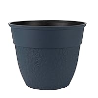 The HC Companies 16 Inch Brookhaven Decorative Round Planter - Lightweight Premium Resin Plant Pot with a Stonelike Texture for Indoor Outdoor Use, Slate Blue