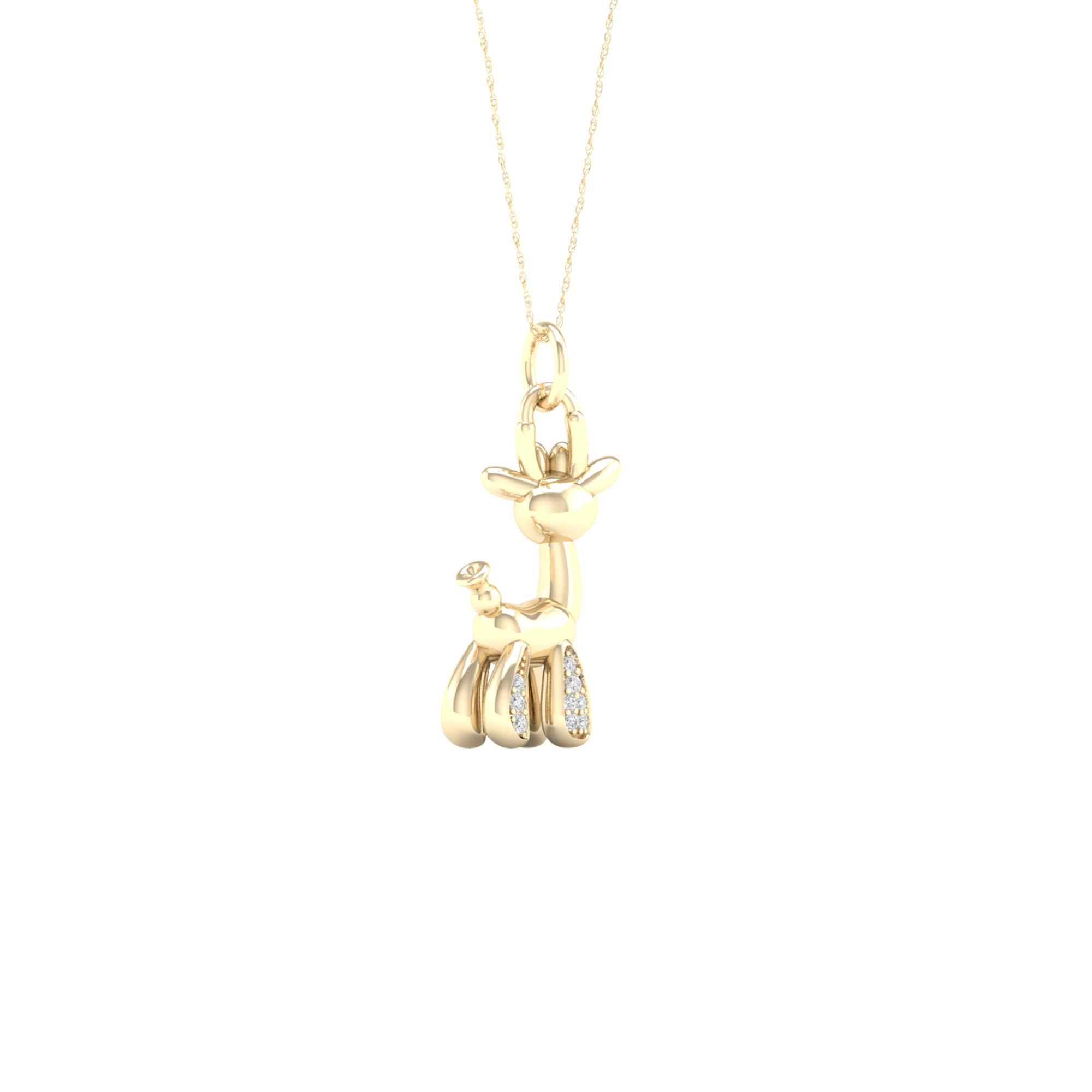DZON 1/20ct Diamond Animal Charm Necklace in Sterling Silver - Giraffe