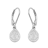 0.50 CTW Natural Diamond Polki Statement Dangles 925 Sterling Silver Platinum Plated Slice Diamond Earrings