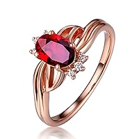 Gold Created Ruby Ring for Women Engagement Wedding Statement Oval Ruby Diamond Twisted Ring,Her Queen Crown