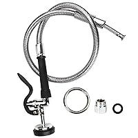 COOLWEST Commercial Pre-rinse Sprayer with Hose 38 Inch Flexible Stainless Hose with Spray Valve Head Replacement Kit for Wall Mount Commercial Kitchen Sink Faucet