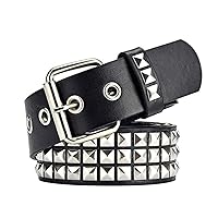 Punk Leather Belt,Studded Belt Beads Rivet Belt Metal Pyramid Belt For Men Women Clothing Matching, Belts Black
