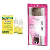 Earwax Removal Drops Twin Pack with 300 Count Swisspers Premium 100% Cotton Swabs